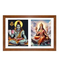 Lord shiva and parvati Photo Frame - 15x19Inches - Spiritual Artwork for Home Decor, Puja Room and Office Decoration
