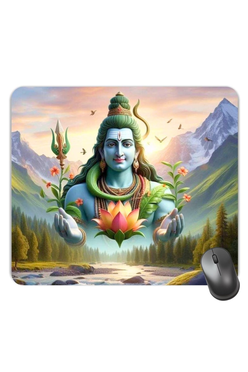 Customized Lord Shiva Picture Sublimation Mouse Pad | 8 X 7.5 Inch | Smooth Cloth Surface | Non-Slip Rubber Base | Personalized Mousepad for Laptop & Desktop (F17367)