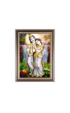 Maa Radha with Sri Krishna Photo Frame - 10x14 Inches, Brown Wooden Frame for Home, Office & Temple Decoration