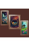 3-Pack Beautiful painting Photo Frames - 2 Pieces 6x13 Inch & 1 Piece 10x13 Inch - Rustic Wall Art for Home & Office Decor - Botanical Wall Hanging for Living Room, Bedroom, or Workspace