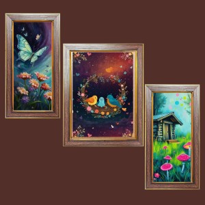 3-Pack Beautiful painting Photo Frames - 2 Pieces 14x21 Inch & 1 Piece 18x21 Inch - Rustic Wall Art for Home & Office Decor - Botanical Wall Hanging for Living Room, Bedroom, or Workspace