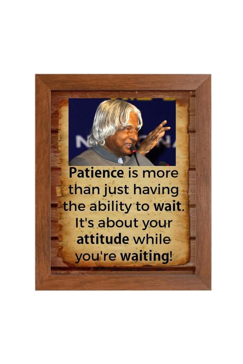 A P J Abdul Kalam & Famous Quote Brown Frame, 10x14InchesInspirational Wall Art for Office, Home DecorIdeal Spiritual Gift