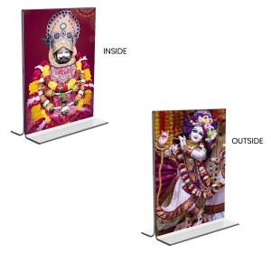 Lord Khatu shyam & Sri Krishna Acrylic T-Style Photo Stand - 11x13 Inches, Compact and Stylish Spiritual Display, easily change 2 photos (Pack of 1)