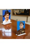 Sri Bhagat Singh & Netaji Subhas Chandra Bose Acrylic T-Style Photo Stand - 9x11 Inches, Compact and Stylish Spiritual Display, easily change 2 photos (Pack of 1)