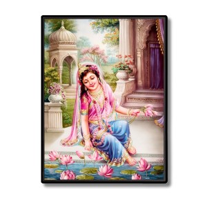 Radha Laminated Photo - 5x7 Inches, Divine Blessings for Home & Office and Temple Decoration
