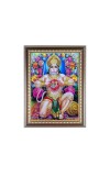 Sri Hanuman ji Tearing his Chest Showing shri ram and sita maa Photo Frame - 10x14 Inches, Brown Wooden Frame for Home, Office & Temple Decoration