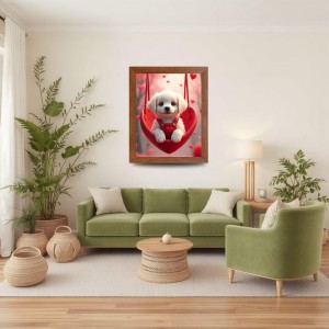 AI Funny Cute Dog Art Picture for Kids - 10x14 inches, Brown Color - Perfect Wall Decor for Children's Room