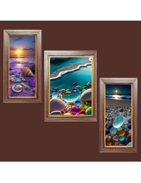 3-Pack Natural Stone Beauty Photo Frames - 2 Pieces 12x19 Inch & 1 Piece 16x19 Inch - Rustic Wall Art for Home & Office Decor - Botanical Wall Hanging for Living Room, Bedroom, or Workspace