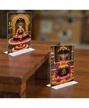 Lord Shiva Lingam Acrylic T-Style Photo Stand - 11x13 Inches, Compact and Stylish Spiritual Display, easily change 2 photos (Pack of 1)
