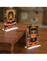 Lord Shiva Lingam Acrylic T-Style Photo Stand - 5x7 Inches, Compact and Stylish Spiritual Display, easily change 2 photos (Pack of 1)