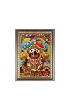 Lord Jagannath Photo Frame - 12x16 Inches, Brown Wooden Frame for Home, Office & Temple Decoration