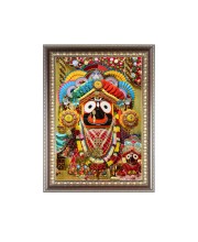 Lord Jagannath Photo Frame - 10x14 Inches, Brown Wooden Frame for Home, Office & Temple Decoration