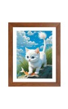 AI Funny Cute Cat Art Picture for Kids - 10x14 inches, Brown Color - Perfect Wall Decor for Children's Room