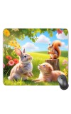 Customized Beautiful Rabbits Squirrels Picture Sublimation Mouse Pad | 8 X 7.5 Inch | Smooth Cloth Surface | Non-Slip Rubber Base | Personalized Mousepad for Laptop & Desktop (F17325)