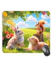 Customized Beautiful Rabbits Squirrels Picture Sublimation Mouse Pad | 8 X 7.5 Inch | Smooth Cloth Surface | Non-Slip Rubber Base | Personalized Mousepad for Laptop & Desktop (F17325)