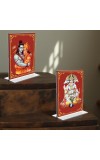 Sri Ram & cHanuman Acrylic T-Style Photo Stand, Compact and Stylish Spiritual Display, easily change 2 photos (Pack of 1)