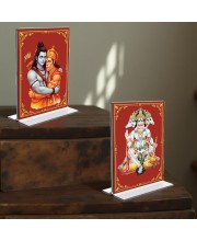 Sri Ram & cHanuman Acrylic T-Style Photo Stand - 5x7 Inches, Compact and Stylish Spiritual Display, easily change 2 photos (Pack of 1)