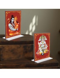 Sri Ram & cHanuman Acrylic T-Style Photo Stand - 11x13 Inches, Compact and Stylish Spiritual Display, easily change 2 photos (Pack of 1)