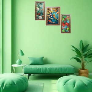 3-Pack Beautiful fish painting Photo Frames - 2 Pieces 14x21 Inch & 1 Piece 18x21 Inch - Rustic Wall Art for Home & Office Decor - Botanical Wall Hanging for Living Room, Bedroom, or Workspace