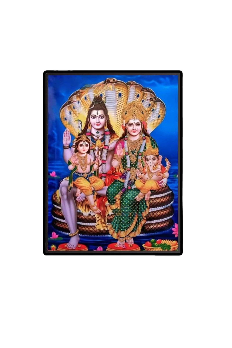Shiva Family Laminated Photo - 5x7 Inches, Divine Blessings for Home & Office and Temple Decoration