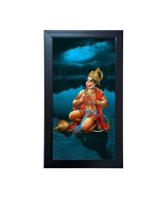 Hitech Sales Lord Hanuman Religious Art Photo Frame For Shops and Home workship wall painting (39.5 x 24.3 cm)