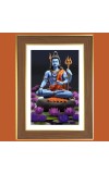 Mahadev Shankara Photo Frame - 10x14 Inches, Brown Wooden Frame for Home, Office & Temple Decoration