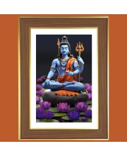 Mahadev Shankara Photo Frame - 10x14 Inches, Brown Wooden Frame for Home, Office & Temple Decoration