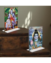 Lord Shiva Acrylic T-Style Photo Stand - 9x11 Inches, Compact and Stylish Spiritual Display, easily change 2 photos (Pack of 1)