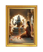 Lord shiva Photo Frame - 12x16 Inches, Brown Wooden Frame for Home, Office & Temple Decoration