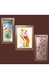 3-Pack floral flower paintings Photo Frames - 2 Pieces 8x15 Inch & 1 Piece 12x15 Inch - Rustic Wall Art for Home & Office Decor - Botanical Wall Hanging for Living Room, Bedroom, or Workspace