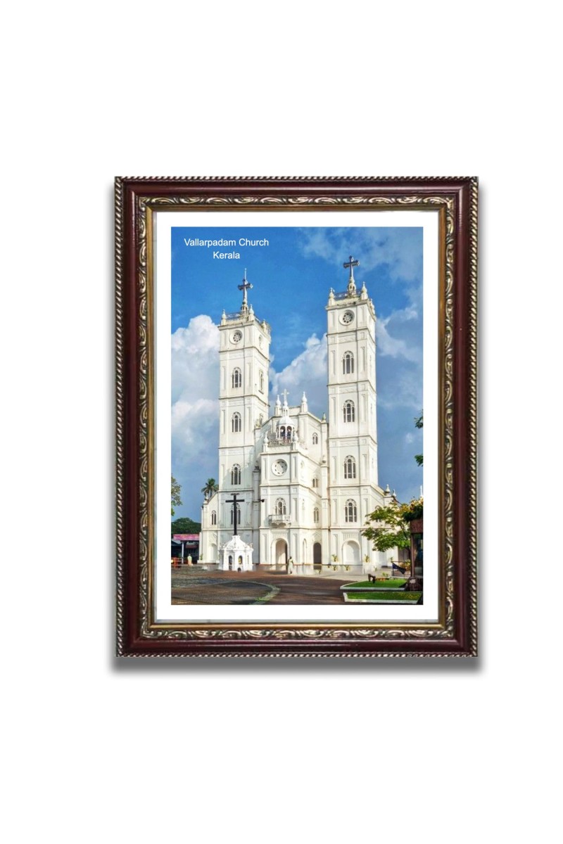 Vallarpadam Church Church Photo Frame, Beautiful Elegant Framed Wall Art of Iconic Cathedral