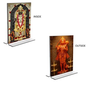 Sri Ram Lalla & Sri Hanuman Acrylic T-Style Photo Stand - 11x13 Inches, Compact and Stylish Spiritual Display, easily change 2 photos (Pack of 1)