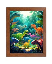 AI Funny Dinosaurs Art Picture for Kids - 10x14 inches, Brown Color - Perfect Wall Decor for Children's Room