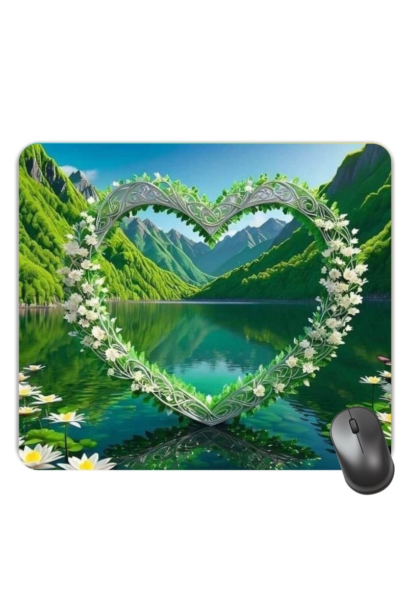 Customized Heart Flower Symbol Picture Sublimation Mouse Pad | 8 X 7.5 Inch | Smooth Cloth Surface | Non-Slip Rubber Base | Personalized Mousepad for Laptop & Desktop (F17450)