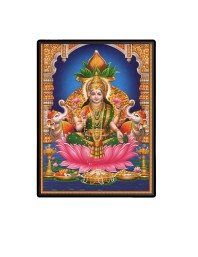 Lakshmi Laminated Photo (9x11 Inches Without glass) Divine Blessings for Table and Walls,Home & Office and Temple Decoration