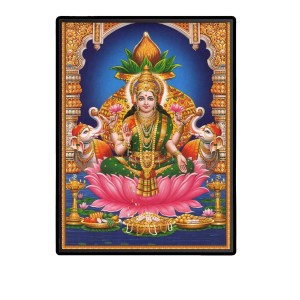 Lakshmi Laminated Photo (9x11 Inches Without glass) Divine Blessings for Table and Walls,Home & Office and Temple Decoration