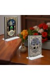 Islamic Allah & Mecca Madina Acrylic T-Style Photo Stand, Compact and Stylish Spiritual Display, easily change 2 photos (Pack of 1)