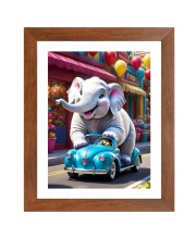 AI Funny Elephant Art Picture for Kids - 14x18 inches, Brown Color - Perfect Wall Decor for Children's Room