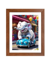 AI Funny Elephant Art Picture for Kids - 16x20 inches, Brown Color - Perfect Wall Decor for Children's Room