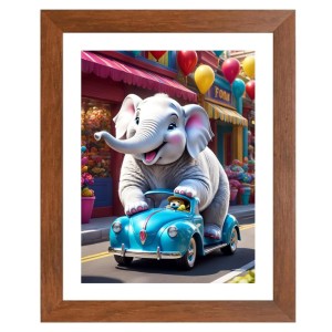 AI Funny Elephant Art Picture for Kids - 16x20 inches, Brown Color - Perfect Wall Decor for Children's Room
