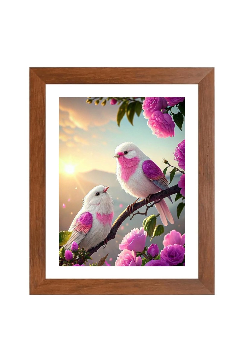 AI Funny Cute Birds Art Picture for Kids - 12x16 inches, Brown Color - Perfect Wall Decor for Children's Room