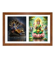 Lord vishnu and goddess lakshmi Photo Frame - 13x17Inches - Spiritual Artwork for Home Decor, Puja Room and Office Decoration