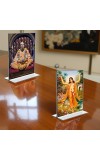 Sri Chaitanya Mahaprabhu & Swami Prabhupada Acrylic T-Style Photo Stand, Compact and Stylish Spiritual Display, easily change 2 photos (Pack of 1)