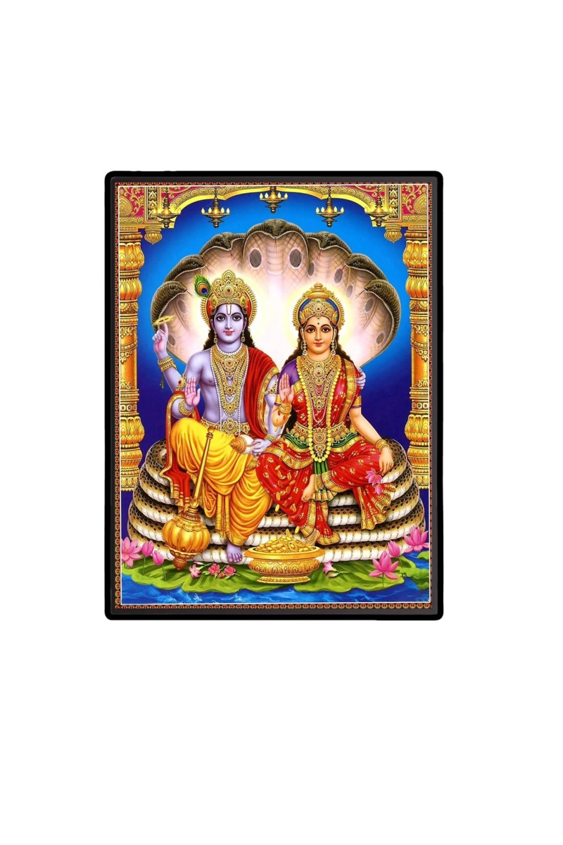 Vishnu & Lakshmi Laminated Photo - 5x7 Inches, Divine Blessings for Home & Office and Temple Decoration
