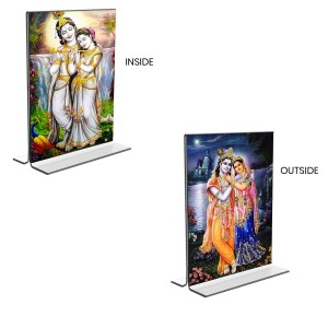 Sri Radha Sri Krishna Acrylic T-Style Photo Stand - 5x7 Inches, Compact and Stylish Spiritual Display, easily change 2 photos (Pack of 1) Sri Radha Sri Krishna Acrylic T-Style Photo Stand - 5x7 Inches, Compact and Stylish Spiritual Display, easily change 2 photos (Pack of 1)