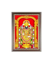 Lord Tirupati Balaji Venkateswara Photo Frame - 10x14 Inches, Brown Wooden Frame for Home, Office & Temple Decoration