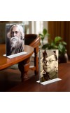 Sri Rabindranath Tagore and Netaji Subhash Chandra Bose Acrylic T-Style Photo Stand, Compact and Stylish Spiritual Display, easily change 2 photos (Pack of 1)