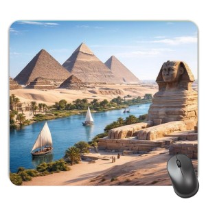 Customized Pyramids in Egypt Picture Sublimation Mouse Pad | 8 X 7.5 Inch | Smooth Cloth Surface | Non-Slip Rubber Base | Personalized Mousepad for Laptop & Desktop (F17421)