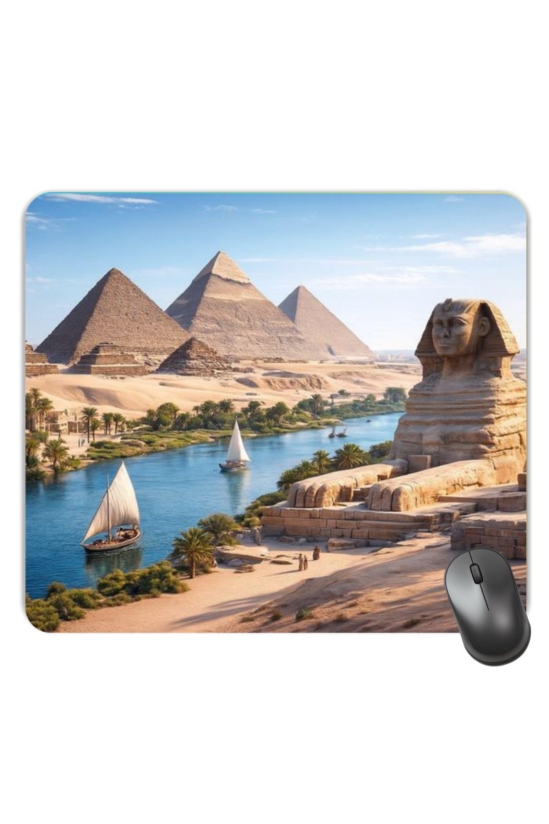 Customized Pyramids in Egypt Picture Sublimation Mouse Pad | 8 X 7.5 Inch | Smooth Cloth Surface | Non-Slip Rubber Base | Personalized Mousepad for Laptop & Desktop (F17421)
