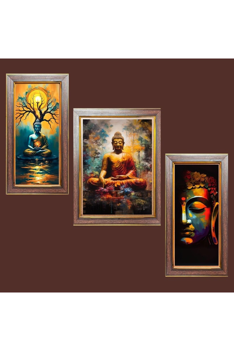 3-Pack The serenity buddha painting Photo Frames - 2 Pieces 6x13 Inch & 1 Piece 10x13 Inch - Rustic Wall Art for Home & Office Decor - Botanical Wall Hanging for Living Room, Bedroom, or Workspa